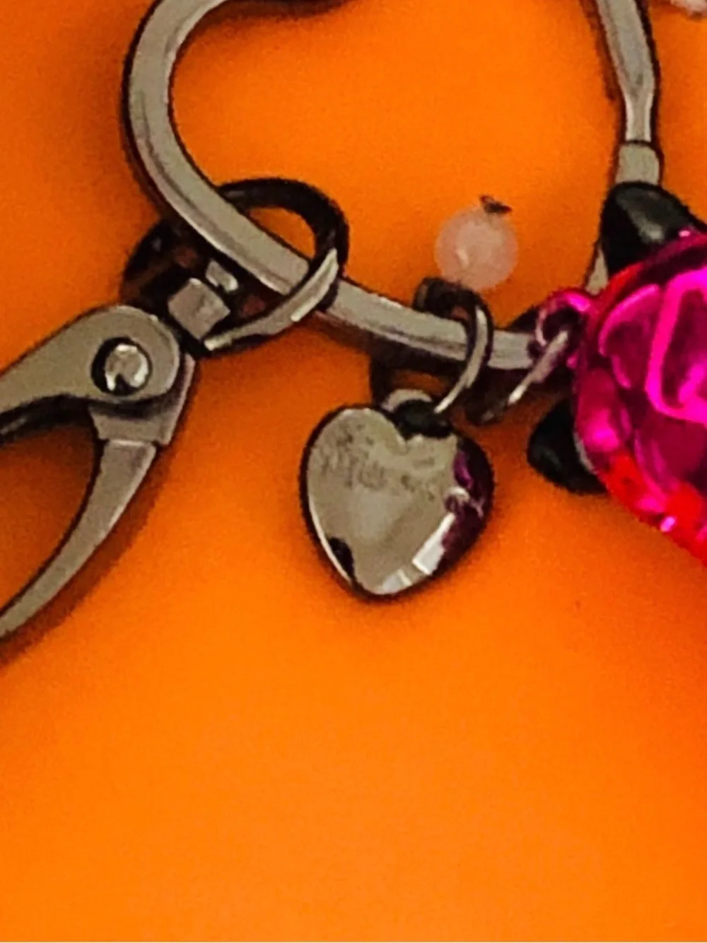 BETSEY JOHNSON Halloween Ghost Kitty Cat Metallic Pink Bag Charm & Keychain NWT
